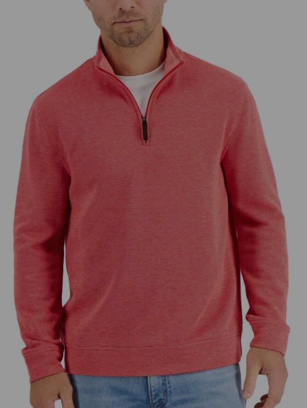 CLUB ROOM Men's Bright Ruby Red Knit 1/4 Zip Pullover Sweater - Medium